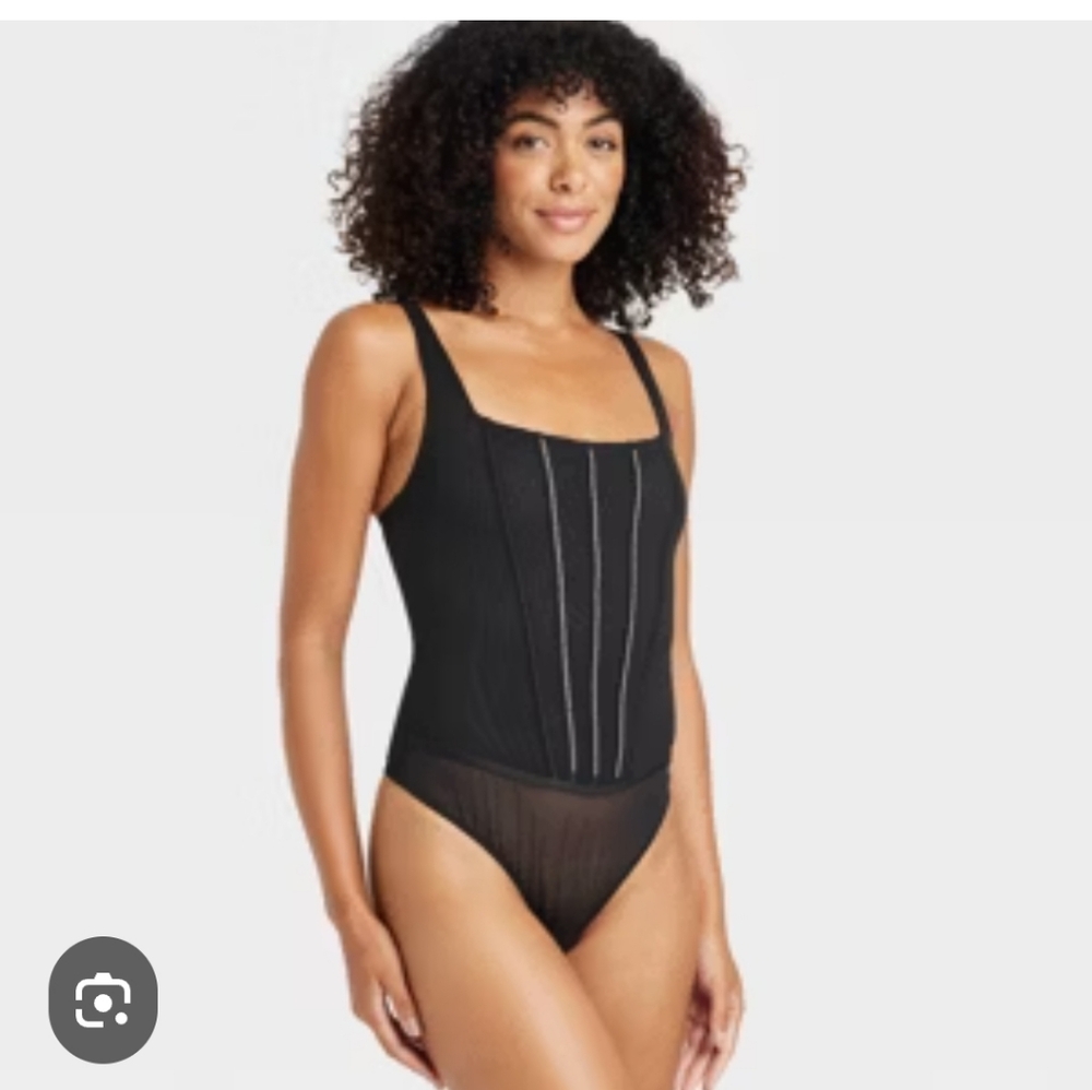 Black Rhinestone Bodysuit